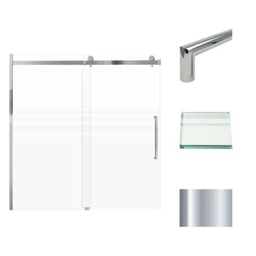 Transolid MBDT606008FR-T-PC Madeline 56-60-in W x 60-in H Frameless Sliding Door with Fixed Panel in Polished Chrome with Frosted Glass
