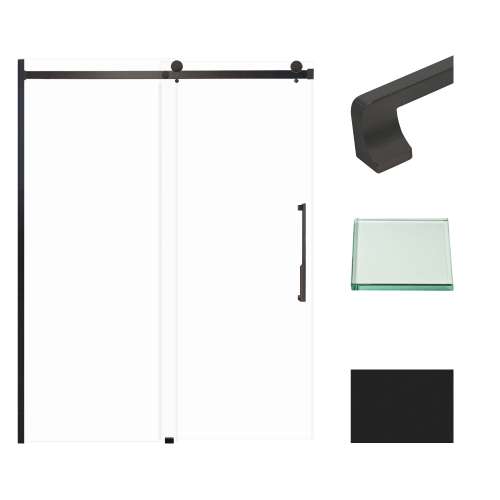 Transolid MBDT607608C-J-MB Madeline 56-60-in W x 76-in H Frameless Sliding Door with Fixed Panel in Matte Black with Clear Glass