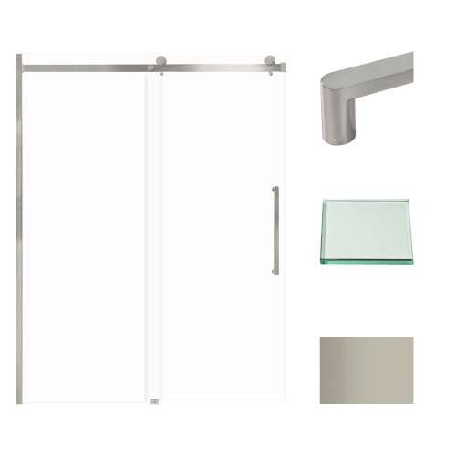 Transolid MBDT607608C-R-BS Madeline 56-60-in W x 76-in H Frameless Sliding Door with Fixed Panel in Brushed Stainless with Clear Glass