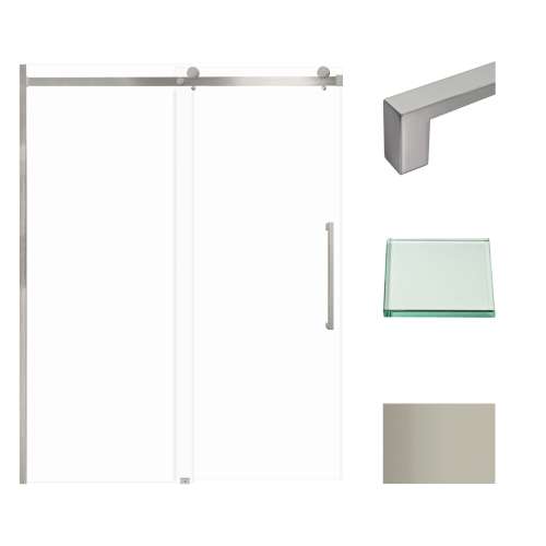Transolid MBDT607608C-S-BS Madeline 56-60-in W x 76-in H Frameless Sliding Door with Fixed Panel in Brushed Stainless with Clear Glass