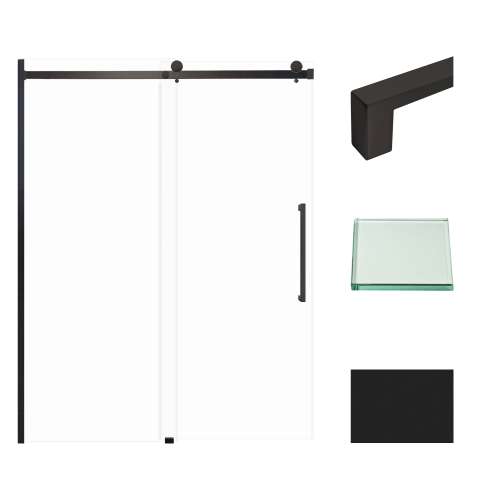 Transolid MBDT607608C-S-MB Madeline 56-60-in W x 76-in H Frameless Sliding Door with Fixed Panel in Matte Black with Clear Glass