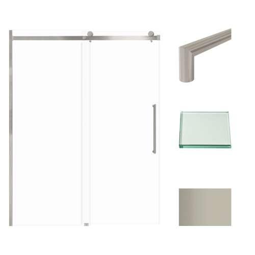Transolid MBDT607608C-T-BS Madeline 56-60-in W x 76-in H Frameless Sliding Door with Fixed Panel in Brushed Stainless with Clear Glass