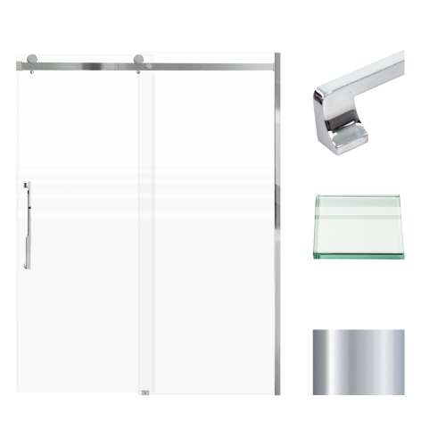 Transolid MBDT607608FL-J-PC Madeline 56-60-in W x 76-in H Frameless Sliding Door with Fixed Panel in Polished Chrome with Frosted Glass