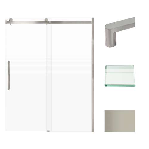 Transolid MBDT607608FL-R-BS Madeline 56-60-in W x 76-in H Frameless Sliding Door with Fixed Panel in Brushed Stainless with Frosted Glass