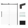 Transolid MBDT607608FL-R-MB Madeline 56-60-in W x 76-in H Frameless Sliding Door with Fixed Panel in Matte Black with Frosted Glass