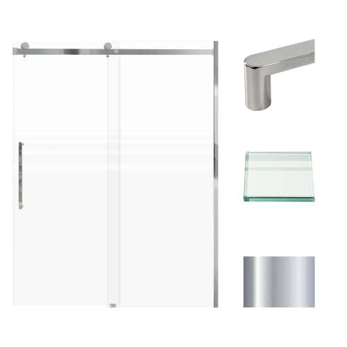 Transolid MBDT607608FL-R-PC Madeline 56-60-in W x 76-in H Frameless Sliding Door with Fixed Panel in Polished Chrome with Frosted Glass