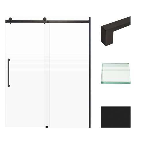 Transolid MBDT607608FL-S-MB Madeline 56-60-in W x 76-in H Frameless Sliding Door with Fixed Panel in Matte Black with Frosted Glass