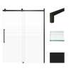 Transolid MBDT607608FL-T-MB Madeline 56-60-in W x 76-in H Frameless Sliding Door with Fixed Panel in Matte Black with Frosted Glass