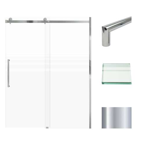 Transolid MBDT607608FL-T-PC Madeline 56-60-in W x 76-in H Frameless Sliding Door with Fixed Panel in Polished Chrome with Frosted Glass