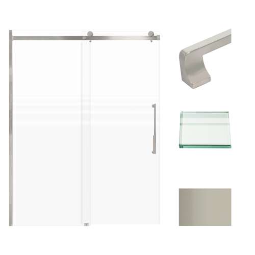 Transolid MBDT607608FR-J-BS Madeline 56-60-in W x 76-in H Frameless Sliding Door with Fixed Panel in Brushed Stainless with Frosted Glass
