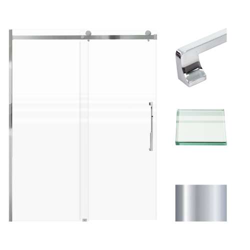 Transolid MBDT607608FR-J-PC Madeline 56-60-in W x 76-in H Frameless Sliding Door with Fixed Panel in Polished Chrome with Frosted Glass