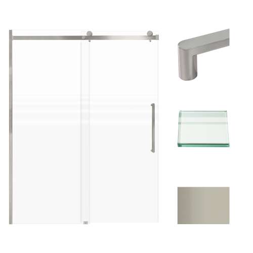 Transolid MBDT607608FR-R-BS Madeline 56-60-in W x 76-in H Frameless Sliding Door with Fixed Panel in Brushed Stainless with Frosted Glass