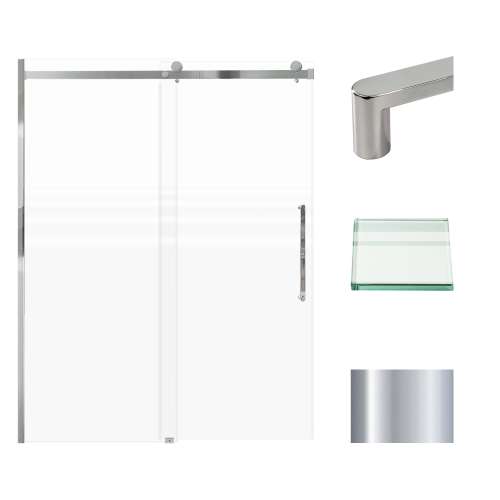 Transolid MBDT607608FR-R-PC Madeline 56-60-in W x 76-in H Frameless Sliding Door with Fixed Panel in Polished Chrome with Frosted Glass