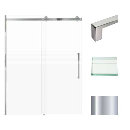 Transolid MBDT607608FR-S-PC Madeline 56-60-in W x 76-in H Frameless Sliding Door with Fixed Panel in Polished Chrome with Frosted Glass