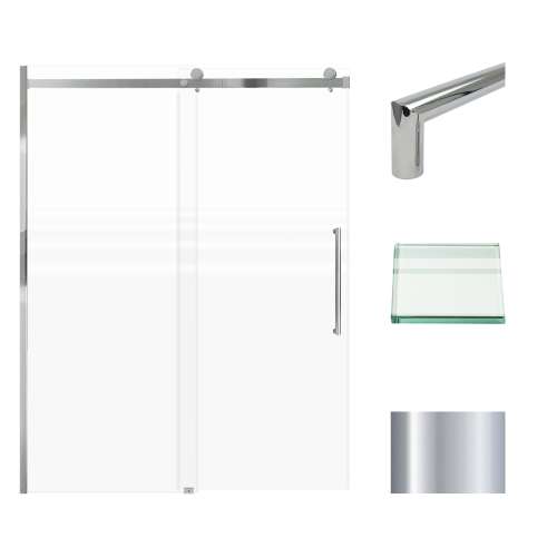 Transolid MBDT607608FR-T-PC Madeline 56-60-in W x 76-in H Frameless Sliding Door with Fixed Panel in Polished Chrome with Frosted Glass