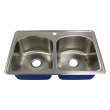 Transolid Meridian 33in x 22in 16 Gauge Drop-in Double Bowl Kitchen Sink with 5 Faucet Holes