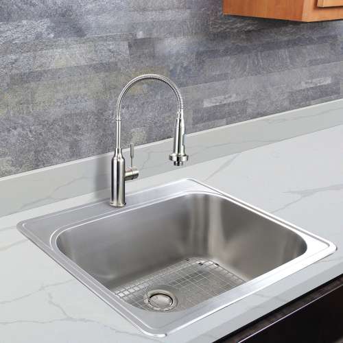 Transolid K-MTSB252212-1-M Meridian Transolid K-MTSB252212-1 Meridian Stainless Steel 25-in x 22-in x 12-in Laundry/Utility Sink Kit with 1-Hole in Brushed Finish