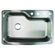 Transolid Meridian 33in x 22in 16 Gauge Offset Super Drop-in Single Bowl Kitchen Sink with MR3 Faucet Holes