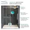 Transolid Madeline MBDT607608FL-J-BS Frameless sliding shower door with fixed panel in brushed stainless with frosted glass texture and Justin handles