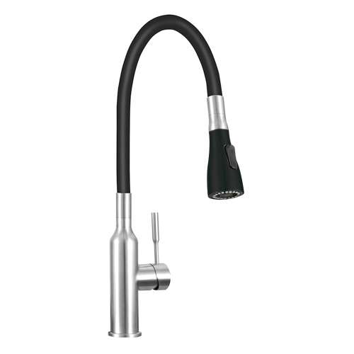 Transolid PF7509A-BNMB Kitchen/Laundry Faucet with Dual Spray and Flex Neck in Brushed Nickle/Matte Black