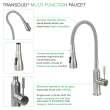 Transolid PF7509C Kitchen/Laundry Faucet with Dual Spray and Flex Neck in Grey