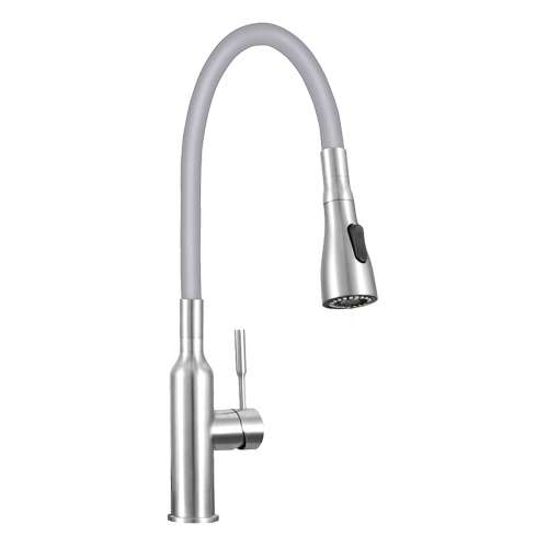 Transolid PF7509C Kitchen/Laundry Faucet with Dual Spray and Flex Neck in Grey