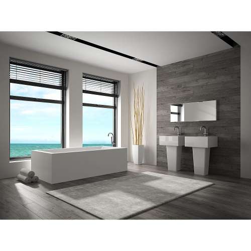 Transolid Portia 66-in x 28-in Resin Stone Freestanding Bathtub with end drain, in White