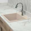 Transolid Quantum 22in x 20in silQ Granite Drop-in Single Bowl Kitchen Sink with 1 Pre-Drilled Faucet Hole, in Café Latte