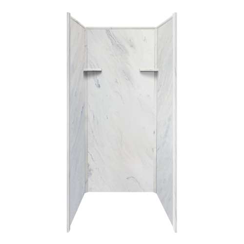 Transolid RBE3667-91N Studio 36-in x 36-in Solid Surface Shower Walls in White Carrara