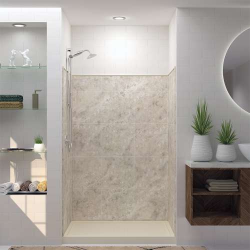 Transolid Studio Solid Surface 48-in x 72-in Shower Wall Trimmable Surround