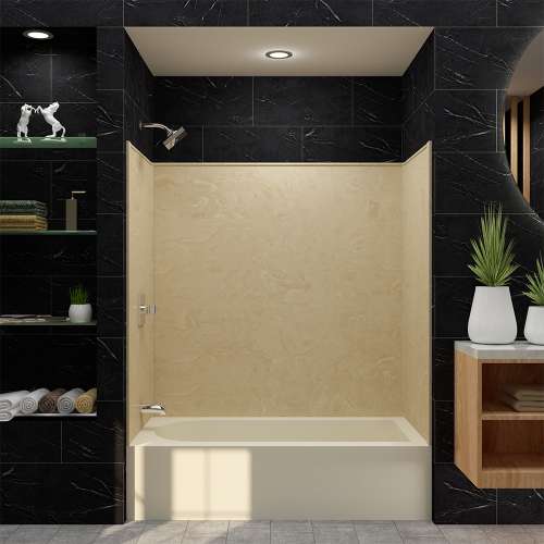 Transolid RBE6026-96N Studio 32-in x 60-in Solid Surface Bathtub Walls in Almond Sky
