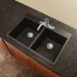 Transolid Radius 33in x 22in silQ Granite Drop-in Double Bowl Kitchen Sink with 4 CADE Faucet Holes, In Espresso