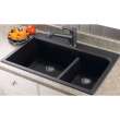 Transolid Radius 33in x 22in silQ Granite Drop-in Double Bowl Kitchen Sink with 2 CF Faucet Holes, In Black