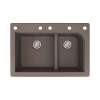 Transolid Radius 33in x 22in silQ Granite Drop-in Double Bowl Kitchen Sink with 5 CABEF Faucet Holes, In Espresso