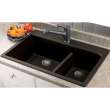 Transolid Radius 33in x 22in silQ Granite Drop-in Double Bowl Kitchen Sink with 2 CF Faucet Holes, In Espresso