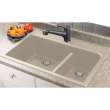 Transolid Radius 33in x 22in silQ Granite Drop-in Double Bowl Kitchen Sink with 5 CADEF Faucet Holes, In Café Latte