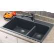 Transolid Radius 33in x 22in silQ Granite Drop-in Double Bowl Kitchen Sink with 2 CF Faucet Holes, In Grey