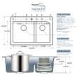Transolid Radius 33in x 22in silQ Granite Drop-in Double Bowl Kitchen Sink with 2 CF Faucet Holes, In White