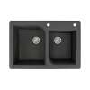 Transolid Radius 33in x 22in silQ Granite Drop-in Double Bowl Kitchen Sink with 2 AD Faucet Holes, In Black