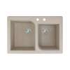 Transolid Radius 33in x 22in silQ Granite Drop-in Double Bowl Kitchen Sink with 2 AB Faucet Holes, In Café Latte