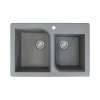Transolid Radius 33in x 22in silQ Granite Drop-in Double Bowl Kitchen Sink with 1 Pre-Drilled Faucet Hole, in Grey