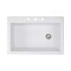 Transolid Radius 33in x 22in silQ Granite Drop-in Single Bowl Kitchen Sink with 3 CBD Faucet Holes, In White
