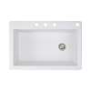 Transolid Radius 33in x 22in silQ Granite Drop-in Single Bowl Kitchen Sink with 4 CBDE Faucet Holes, In White