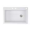 Transolid Radius 33in x 22in silQ Granite Drop-in Single Bowl Kitchen Sink with 3 CBE Faucet Holes, In White