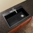 Transolid Radius 33in x 22in silQ Granite Drop-in Single Bowl Kitchen Sink with 5 CABDE Faucet Holes, In Black