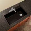 Transolid Radius 33in x 22in silQ Granite Drop-in Single Bowl Kitchen Sink with 2 CA Faucet Holes, In Espresso