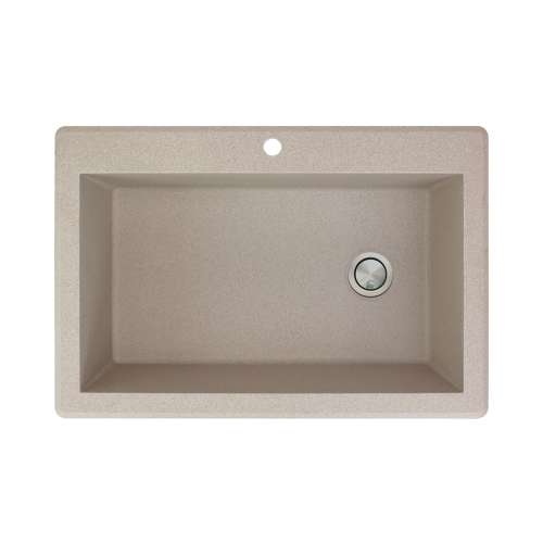 Transolid Radius 33in x 22in silQ Granite Drop-in Single Bowl Kitchen Sink with 1 Pre-Drilled Faucet Hole, in Café Latte