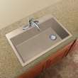 Transolid Radius 33in x 22in silQ Granite Drop-in Single Bowl Kitchen Sink with 3 CBE Faucet Holes, In Café Latte