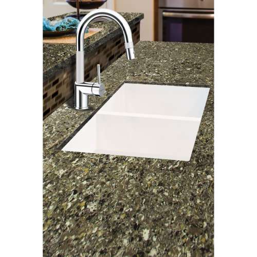 Transolid Radius Granite 31-in Undermount Kitchen Sink Kit with Grids, Strainers and Drain Installation Kit in White