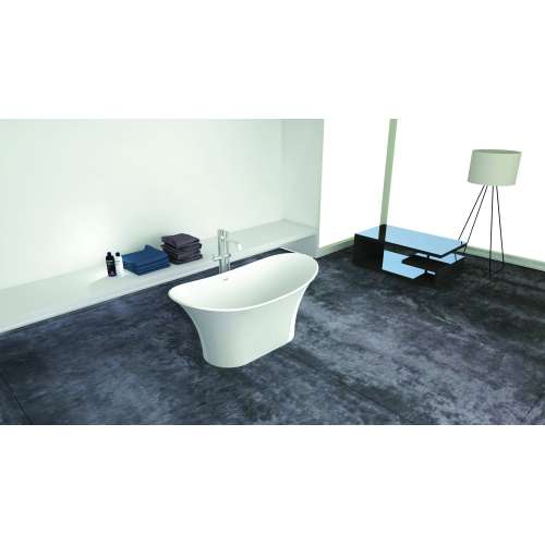 Transolid Anais 60-in L x 30-in W x 27.5-in H Resin Stone Freestanding Bathtub with center drain, in White
